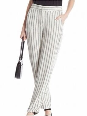 NWT Max Studio Linen-Blend Stripe Crop Wide Leg Pant XL $98